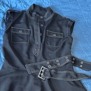 Karl Lagerfeld Black Maxi Dress with White Stitching